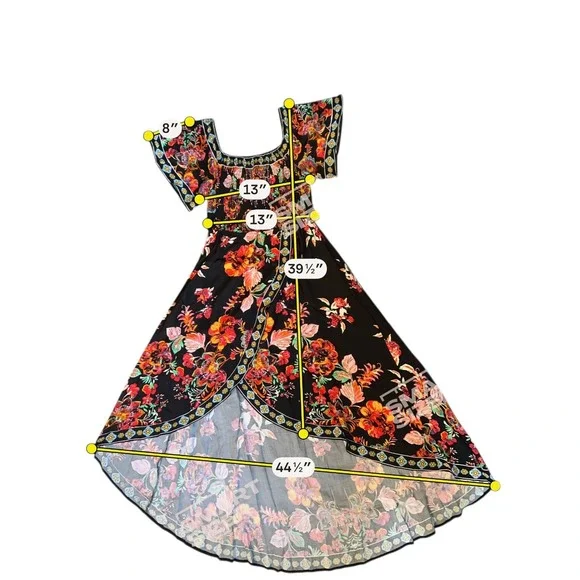 Lulus Black Vibrant Floral Off Shoulder Hi Lo Dress M Boho Tropical Vacation - Picture 4 of 10